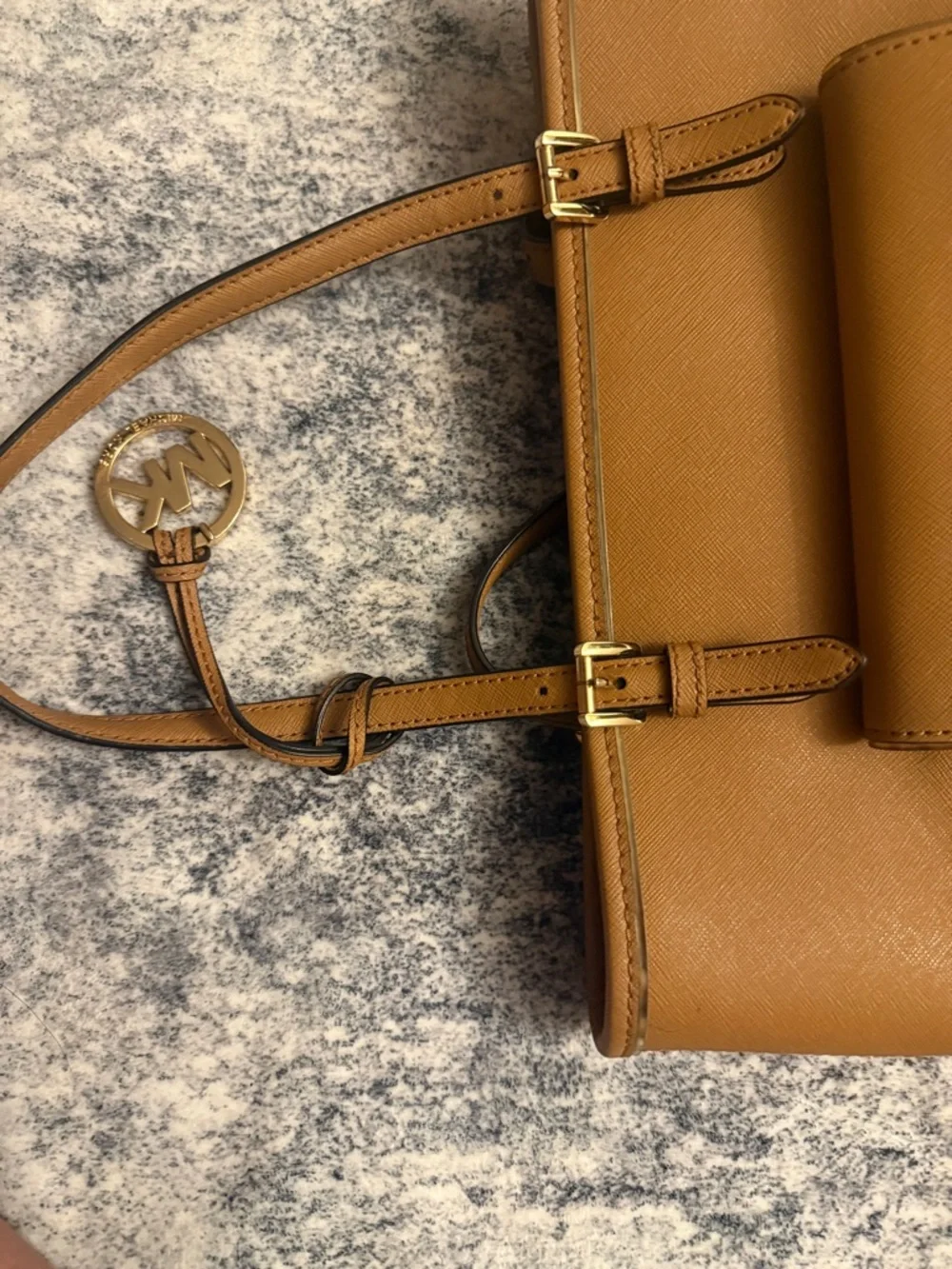 Michael Kors Cognac Saffiano Leather Tote with Front Pocket - Picture 9 of 16